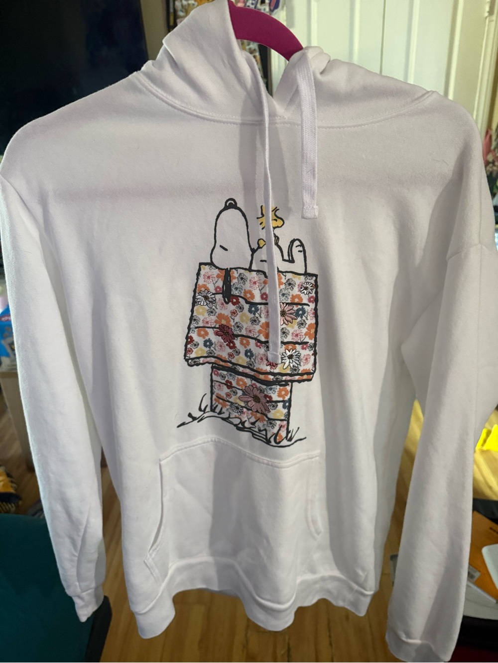 Peanuts White Hoodie with Floral Snoopy Graphic